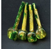 VINTAGE GREEN AND FOIL FOCAL BEADS