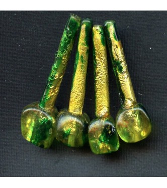 VINTAGE GREEN AND FOIL FOCAL BEADS