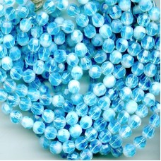 VINTAGE OPALESCENT FACETED AQUA BEADS