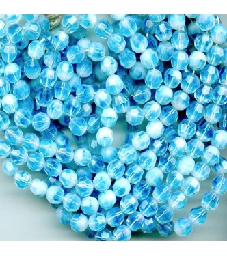 VINTAGE OPALESCENT FACETED AQUA BEADS