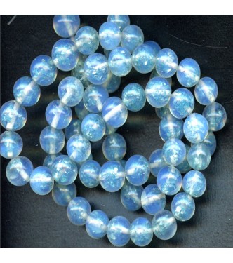 VINTAGE OPALESCENT AQUA FOIL BEADS