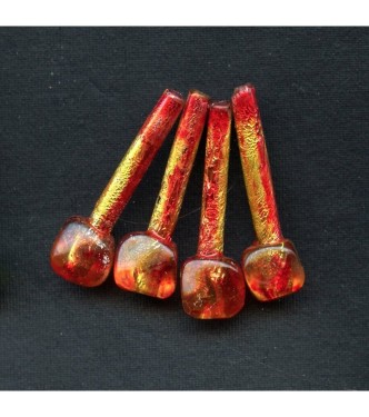 VINTAGE RED AND GOLD FOIL FOCAL BEADS