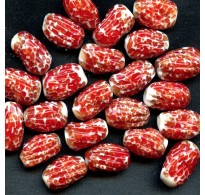 VINTAGE WHITE BEADS WITH RED FRECKLES