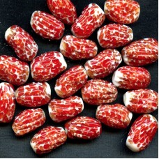 VINTAGE WHITE BEADS WITH RED FRECKLES