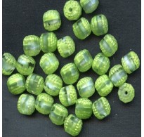 VINTAGE FACETED GIVRE GREEN WINDOW BEADS