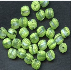 VINTAGE FACETED GIVRE GREEN WINDOW BEADS