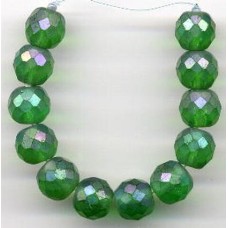 VINTAGE FROSTED IRIDESCENT FACETED BEADS