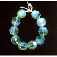 VINTAGE FACETED MINTY OPALESCENT BEADS