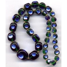 VINTAGE CZECH PEACOCK FOIL EYES NECKLACE