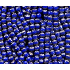 VINTAGE CZECH FACETED INCISED COBALT BEADS