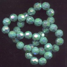 VINTAGE AB AQUA FACETED LUSTER BEADS