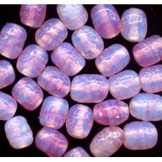 VINTAGE STRIATED PINK OPALESCENT BARRELS