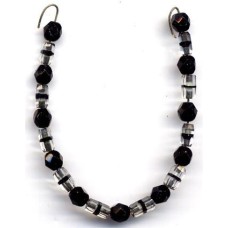 VINTAGE DECO CLEAR & BLACK CRYSTAL BEADS
