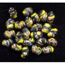 VINTAGE MATTE BLACK & YELLOW MILLEFIORI CURL BEADS