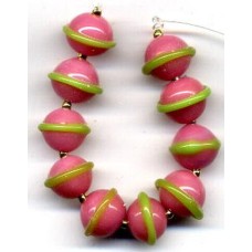 VINTAGE PINK & LIME SATURN BEADS
