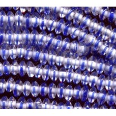 VINTAGE CLEAR & BLUE LAMPWORK RONDELLS