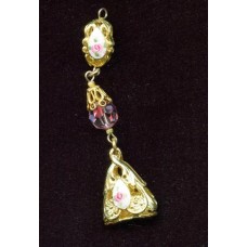 VINTAGE BRASS & ENAMEL FILIGREE PENDANT