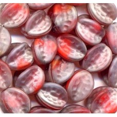 VINTAGE FROSTED RED & GREY 4 SIDED BEADS