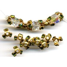 VINTAGE HASKELL OLIVINE RHINESTONE CAPS