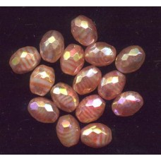 VINTAGE LINED CORAL FACETED LUSTER BEADS