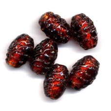 VINTAGE JAPAN LAMPWORK RUBY & FOIL