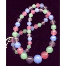 VINTAGE COLORFUL PASTEL GLASS NECKLACE