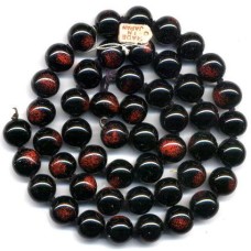 VINTAGE JAPANESE SHINEY BLACK AND RUST EYE BEADS