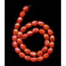 VINTAGE WEST GERMAN CORAL GLASS LUSTER BEADS