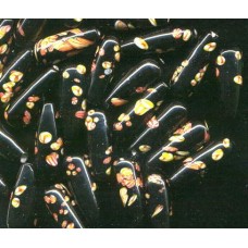 VINTAGE JAPANESE BLACK MILLEFIORI TEARDROPS