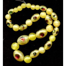 VINTAGE CZECH SATIN GLASS & FOIL EYES