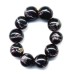 VINTAGE BLACK BEADS WITH SILVER FOIL SWIRLS