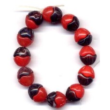 VINTAGE 2 PART GLASS RED & PURPLE BEADS