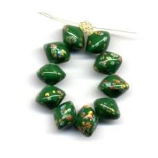 VINTAGE GREEN MILLEFIORI SAUCER BEADS