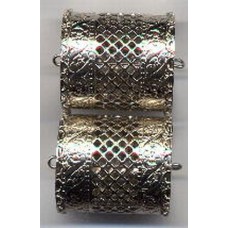 VINTAGE SILVERTONE FILIGREE BARREL FOCAL BEADS