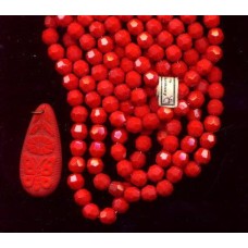 VINTAGE LIPSTICK RED BEADS & PENDANT TOO