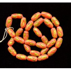 VINTAGE VENETIAN CORAL & GOLD FOIL GLASS