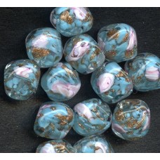GORGEOUS VINTAGE VENETIAN AQUA FLORAL NUGGETS