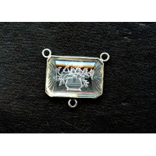 GORGEOUS VINTAGE FROSTED BASKET OF FLOWERS PENDANT