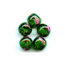 VINTAGE VENETIAN GREEN NUGGETS WITH ROSES
