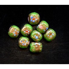 VINTAGE VENETIAN MEADOW GREEN with APPLIED FLOWERS