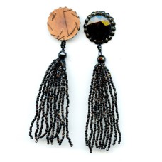 VICTORIAN JET GLASS TASSLES