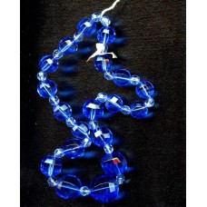 WEST GERMAN MULTI FACETED SAPHIRE BLUE VINTAGE BEADS