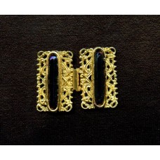 VINTAGE FILIGREE BOX CLASP SET WITH BLUE IRIS BUGLE BEADS