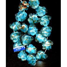 VINTAGE VENETIAN AQUA LAMPWORK RUFFLES