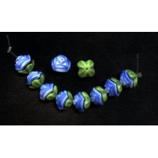 WONDERFUL TWO PIECE BLUE FLOWER BEADS