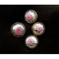 LOVELY VINTAGE VENETIAN SILVER FOIL AND ROSE CABOCHONS