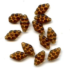 VINTAGE CZECH DARK TOPAZ AND CORAL CLUSTERS