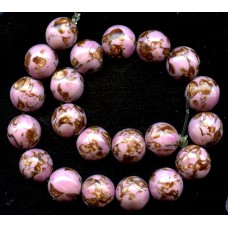 VINTAGE VENETIAN PINK AVENTURINE ROUNDS