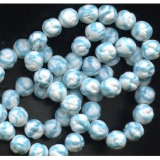VINTAGE TEXTURED WHITE AND AQUA BEADS