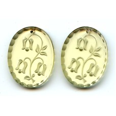 VINTAGE PALE YELLOW OVAL ETCHED PENDANT